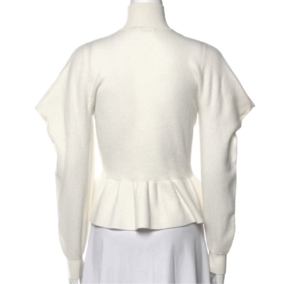ULLA JOHNSON ROSA WOOL TURTLENECK STRUCTURED PEPLUM IVORY SWEATER PETITE - Picture 9 of 16